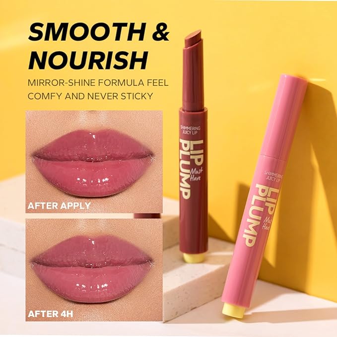 MAEPEOR Hydrating Lip Plumper 12 Colors Moisturizing Shiny Juicy Lip Balm Long Lasting Nourishing Lip Pluming Balm（Color 02)