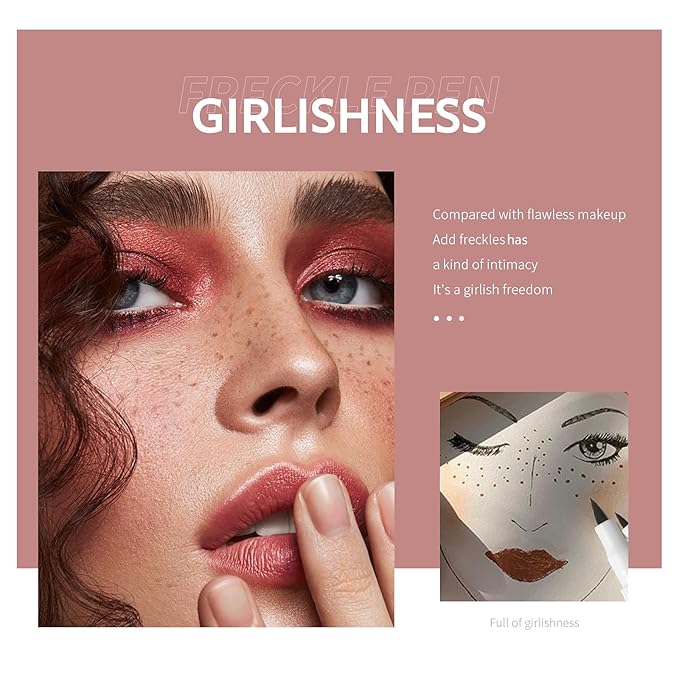 Freckle Pen 3 Colors Waterproof Long Lasting Quick Dry Small Spot Natural Like Face Freckle Makeup Pen, Dark Brown, Light Brown and Grey, Upgrade Design