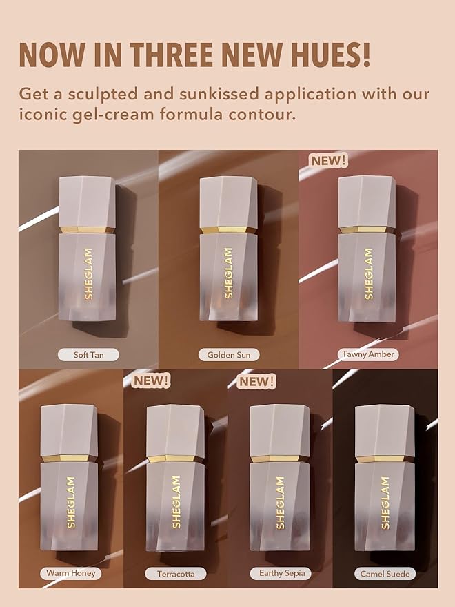SHEGLAM Sun Sculpt Cool Toned Liquid Contour Stick Long Lasting Cream Bronzer Makeup - Camel Suede