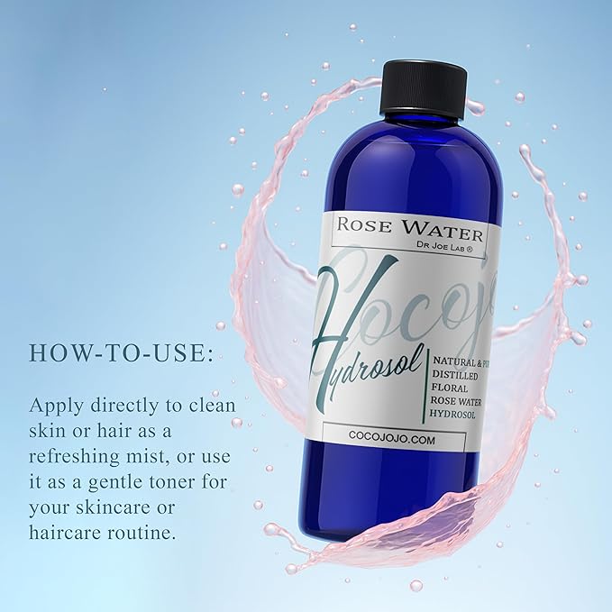 Rose Hydrosol Water Spray Toner 32 oz for Face Hydrating Mist Hydration Pure & Natural Rosewater Hydrosol All Skin Types Face Skin Pores Body Locs Cleansing Bulk Refill COCOJOJO - Packaging May Vary