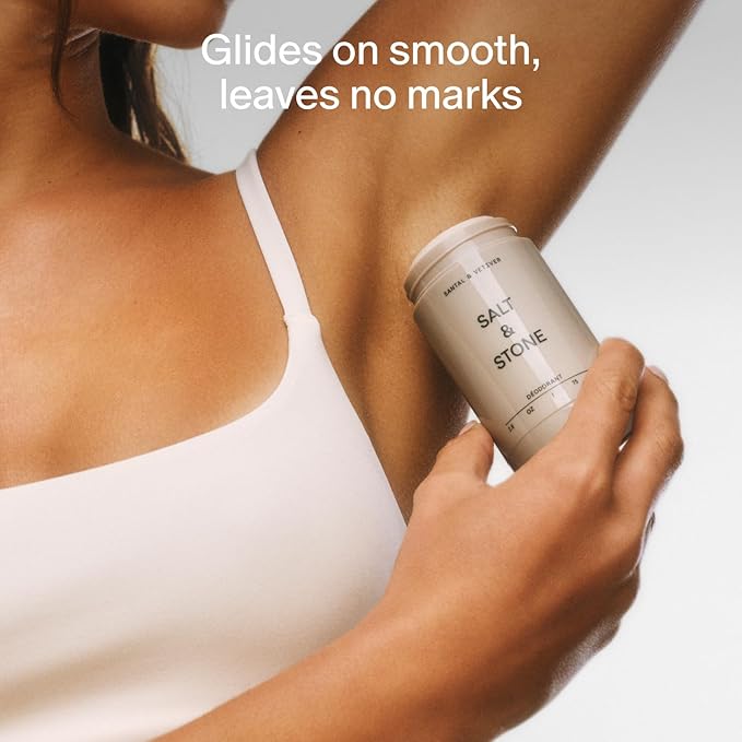 SALT & STONE Aluminum Free Deodorant | Extra Strength 48 Hour Protection for Women & Men | Made with Seaweed Extracts, Shea Butter & Prebiotics (Saffron & Cedar)