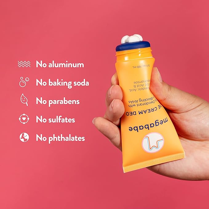 Megababe Daily Deodorant - The Cream Deo with Odor-Blocking AHAs | Treats & Prevents Ingrown Hair | Aluminum-Free, All Natural | Free from Parabens, Sulfates & Phthalates | 3 fl oz