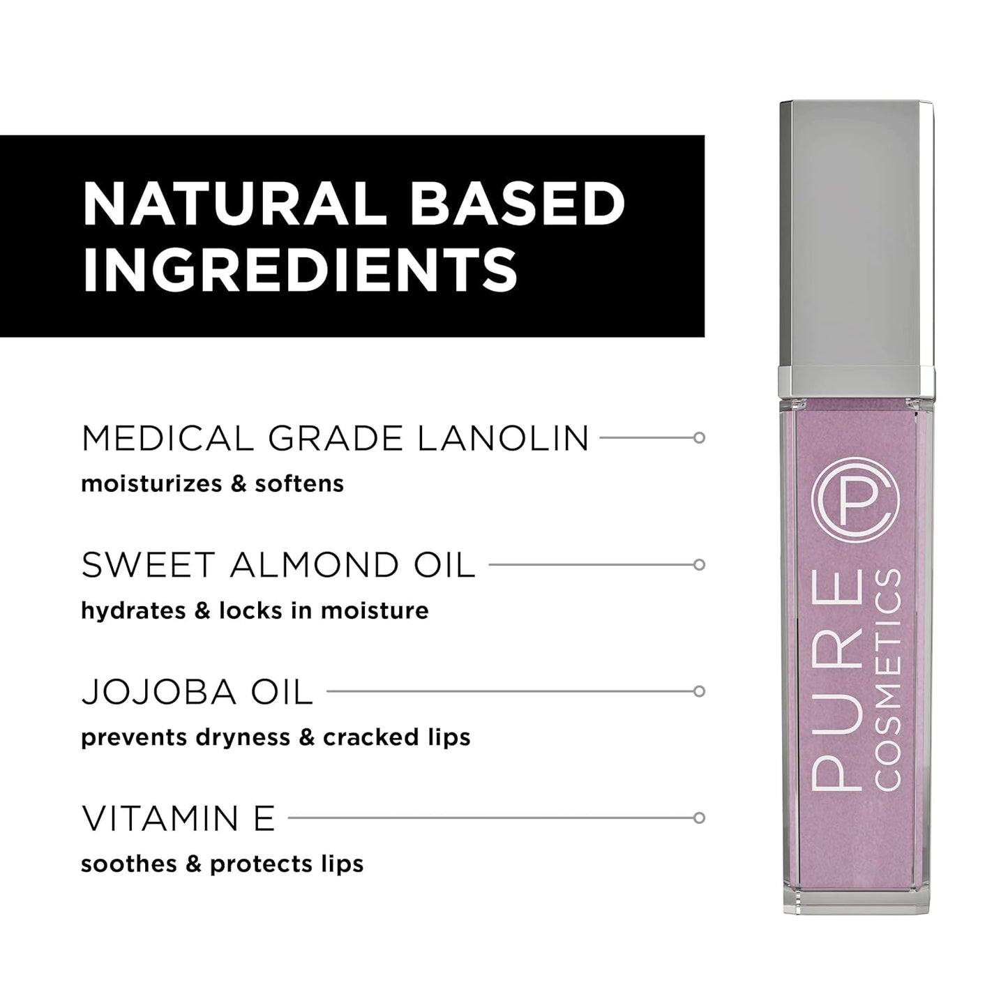 Pure Cosmetics Pure Illumination Lip Gloss - LED-lit Applicator w/Side Mirror - Non-Sticky, Moisturizing & Hydrating Lip Glosses - Soothes & Protects Dry Chapped Lips (Oopsy Daisy)