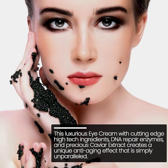 Black Caviar Under Eye Cream – Anti Aging Skin Care Moisturizer Cream | Instant Hydrating, Collagen Puffiness and Bags Reducer, Wrinkles Repairing & Circle Remover Treatment
