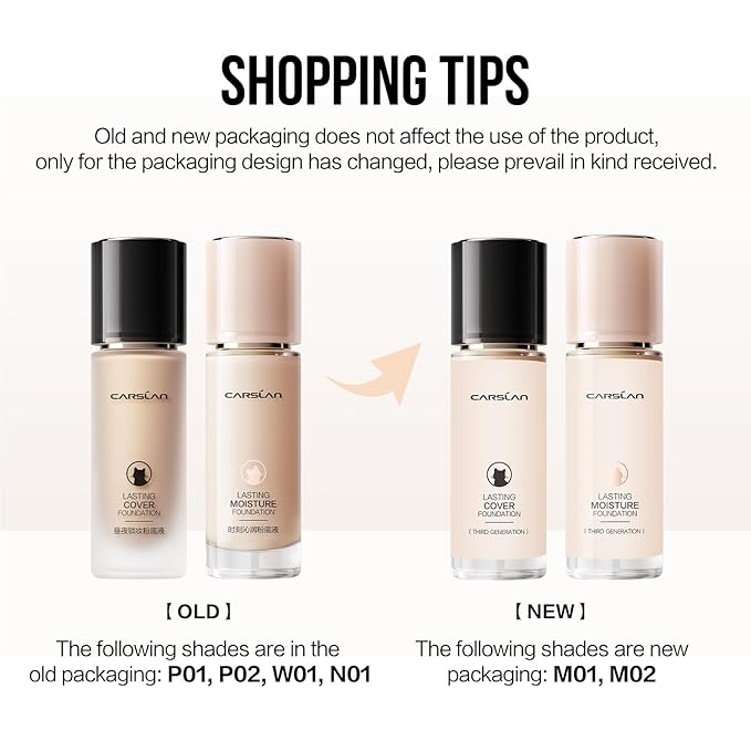Lasting Cover Foundation, 24H Longlasting Full Coverage Matte Finish Face Makeup, Poreless, Lightweight, Waterproof, Oil Free Liquid Foundation, P01