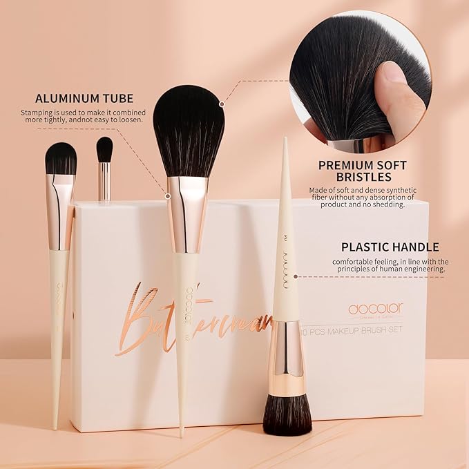 docolor Makeup Brushes Professional 30Pcs Make up Brushes Set Premium Synthetic Kabuki Foundation Blending Brush Face Powder Blush Concealers Eye Shadows Beige