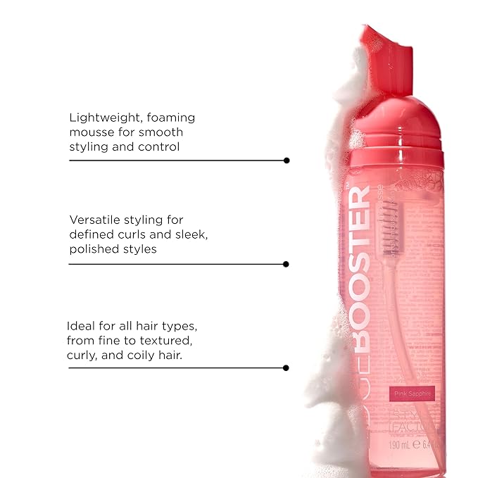 Style Factor EDGE BOOSTER Extra Strength Setting Mousse – Frizz Control, Extra Volume, and Conditioning – 6.4oz Turquenite Mousse for Curly Hair