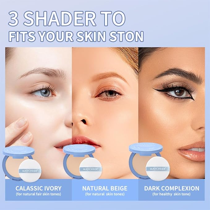 Oil Control Face Pressed Powder,Matte Smooth Setting Powder Makeup,Waterproof Long-Lasting Makeup Setting Powder,Oil Control Flawless Finish,Lightweight,Residue-Free (01 CALASSIC IVORY)