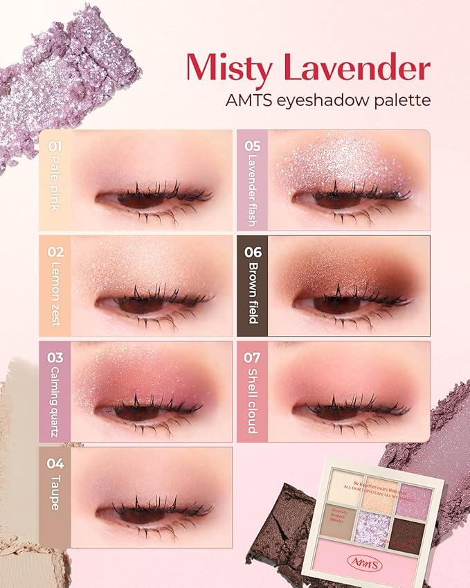 AMTS Eyeshadow Off Sienna & Misty Lavender Palettes Set, Valentine's gifts for teen girls, women | Matte Shimmer Metallic, Long Lasting