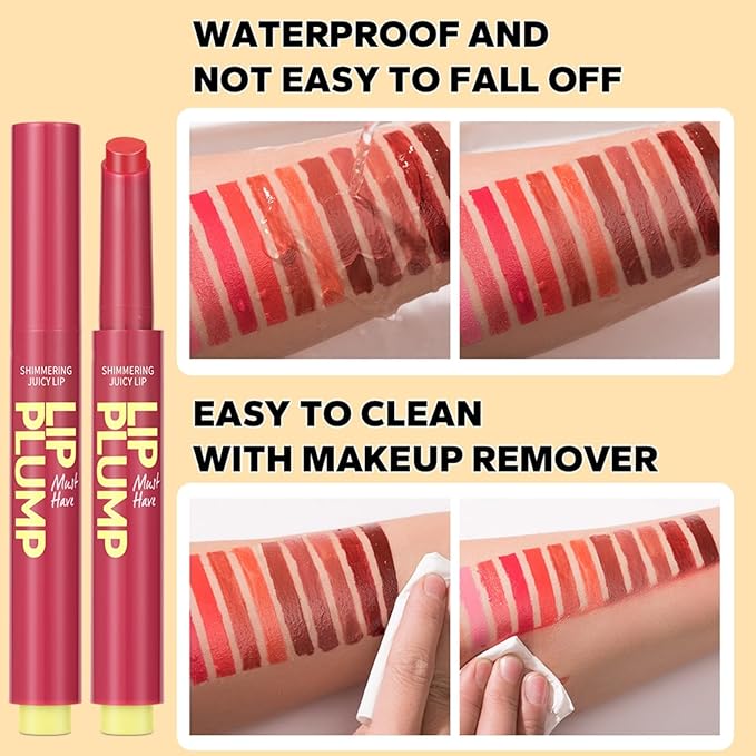MAEPEOR Hydrating Lip Plumper 12 Colors Moisturizing Shiny Juicy Lip Balm Long Lasting Nourishing Lip Pluming Balm（Color 03)