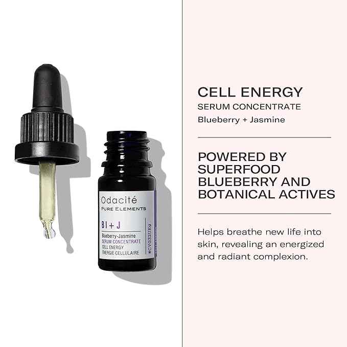 Odacité Anti Aging Serum Concentrate with Blueberry + Jasmine, Hydrating & Skin Brightening Anti-Aging Facial Oil Concentrate for Mature & Tired Skin - 0.17 fl. oz