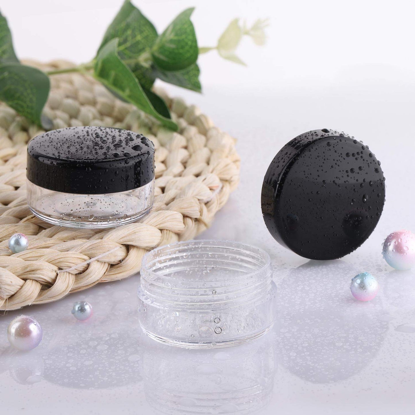 100 Count 10g Small Sample Containers with Lids Plastic Jar Cosmetic Jars Empty Makeup Jars Lip Balm Containers - Black