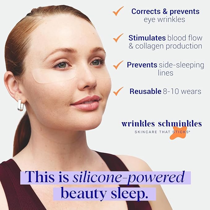 Wrinkles Schminkles Under Eye Wrinkle Patches, Smooth Eye Wrinkles, Crows Feet & Dark Circles Overnight, 1 Pair Reusable Medical Grade Silicone Patches
