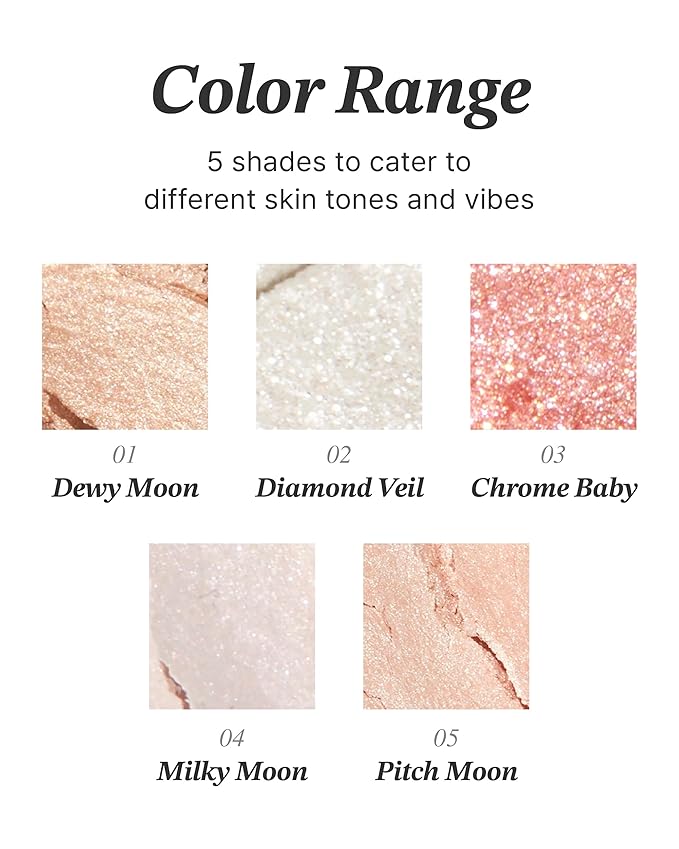 Glint Dewy Highlighter (Chrome Baby, 0.08oz) - Luminous Glow, Infused with Micropearls, Shiny Illuminator. Rich Pigment & Silky Touch, Korean Makeup.