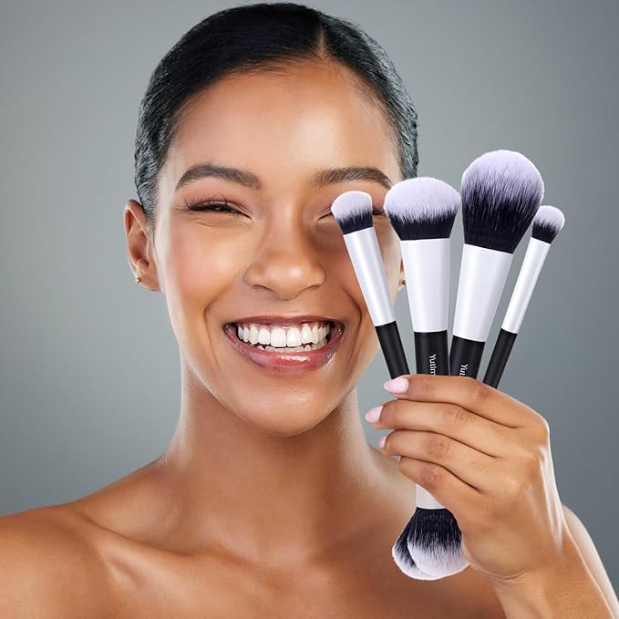 Makeup Brush Set 10pc, Dual-Ended Makeup Brushes For Bronzer, Contour, Eyeshadow, Blush, Concealer, Foundation