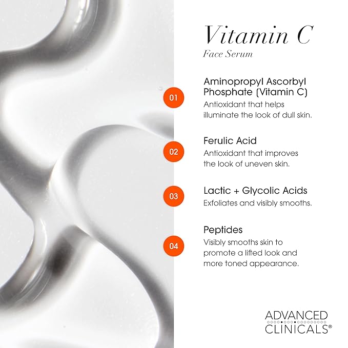 Advanced Clinicals Tea Tree Oil For Face + Vitamin C Serum + Exfoliating 10% Glycolic Acid + Lactic Acid Serum 3PC Skincare Set For Women & Men | Anti Aging Serums To Brighten, Exfoliate, & Hydrate