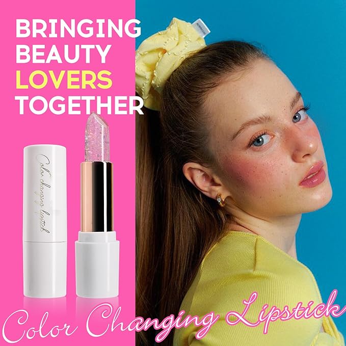 Purple Shimmer Lipstick,Ph Mood Magic Color Changing Lip Balm Plumping Glimmer Glow Lipstick Hydrating Lip Glow Oil Lasting Tinted Lip Balm Moisturizing Lips Care Temperature Jelly Lipstick(5#)