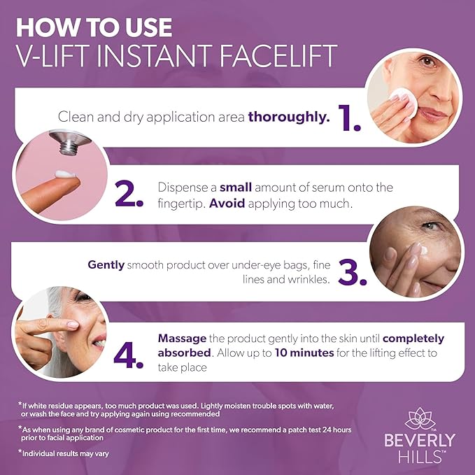 Beverly Hills V-Lift Instant Eye Lift and Eye Tuck Bee Venom Serum for Puffy Eyes, Dark Circles, Wrinkles, and Under Eye Bags Treatment for Women and Men | 30mL (120 Day Supply)