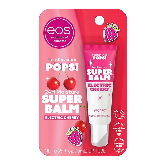 eos 24H Moisture Super Balm- Electric Cherry, Limited-Edition Lip Mask, 0.35 fl oz