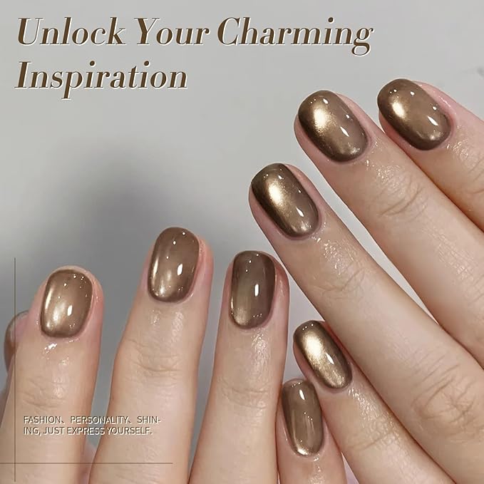 BORN PRETTY Magnetic Gel Nail Polish Water Light Cat Magnetic Eye Gel Brown SaU Vage Jelly Glass Crystal Magnetic Gel Polish Glitter Shimmer Auroras Magnetic Gel Nail Art Manicure Kit 6PCS