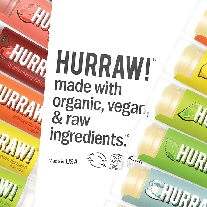 Hurraw! Mint Lip Balm, 2 Pack: Organic, Certified Vegan, Cruelty and Gluten Free. Non-GMO, 100% Natural Ingredients. Bee, Shea, Soy and Palm Free. Made in USA