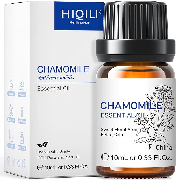 HIQILI 0.33 Fl Oz Chamomile Essential Oil, Air Purifying, Relaxing, Skin Care, Can be Added to Fresheners, Foot Baths, Body Lotions Use - 10ml