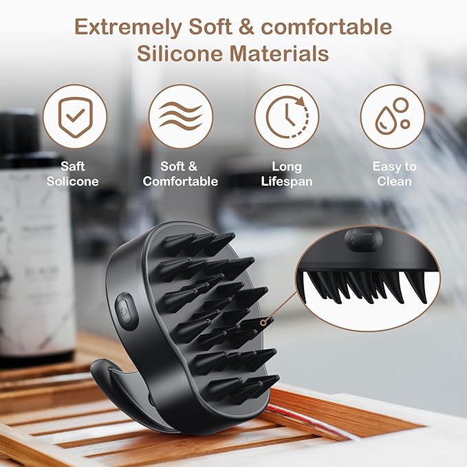 Electric Hair Scalp Massage Brush with Soft Silicone Bristles,3-Level Vibration,IPX6 Waterproof for Hair Growth & Dandruff Removal, Scalp Exfoliator(Green)