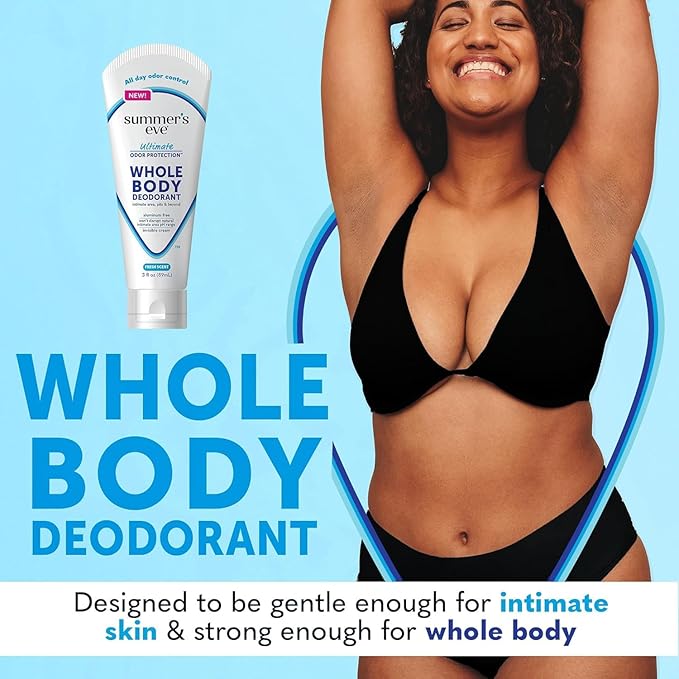 Summer's Eve, Whole Body Deodorant for Women, Ultimate Odor Control, Aluminum Free Deodorant, 3 Fl Oz + Feminine Body Wash with Boric Acid, Removes Odor, pH Balance, 15 Fl Oz