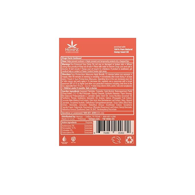 Sweet Pineapple & Honey Melon Herbal Lip Sunscreen .15 oz. SPF 30