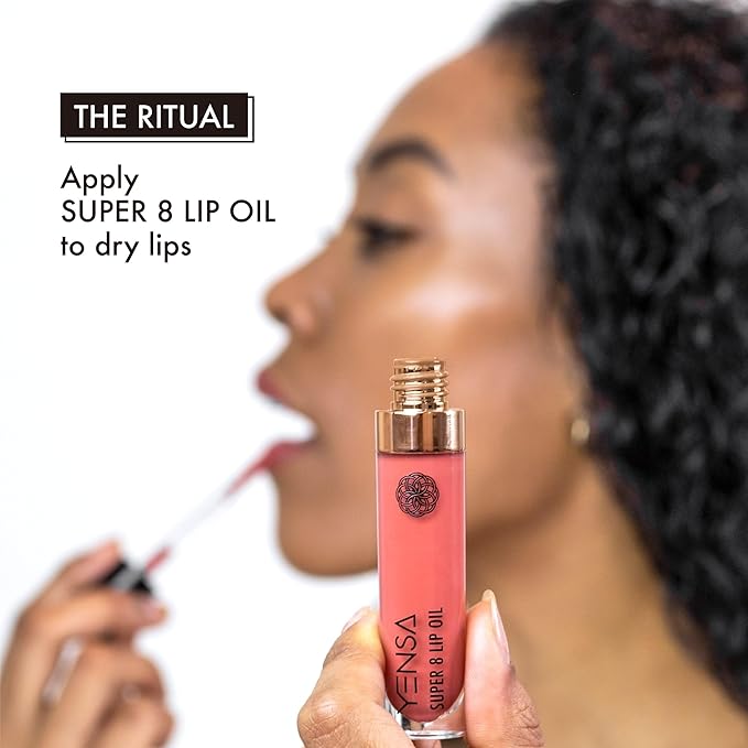 YENSA Super 8 Lip Oil, Natural Korean Moisturizing Gloss, No-Sticky Transparent Formula For Hydrating Lip Care (Pink Shine) .22 fl oz