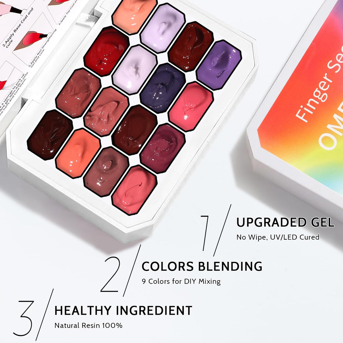 Sponge Pat Paint Nail Gel, Ombre Nails Gradient Gel Nail Blush Blooming Aura Nails Drawing Stripper Floral Painting DIY Nail Art, No Wipe, UV/LED Curing (16 Colors F)