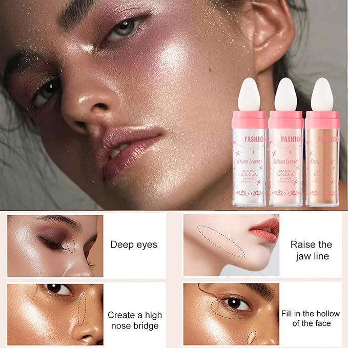 Polvo De Hadas Fairy Highlight Patting Powder Body Brightens the Natural Three-dimensional Patting Powder Blusher (03# Golden Brown)