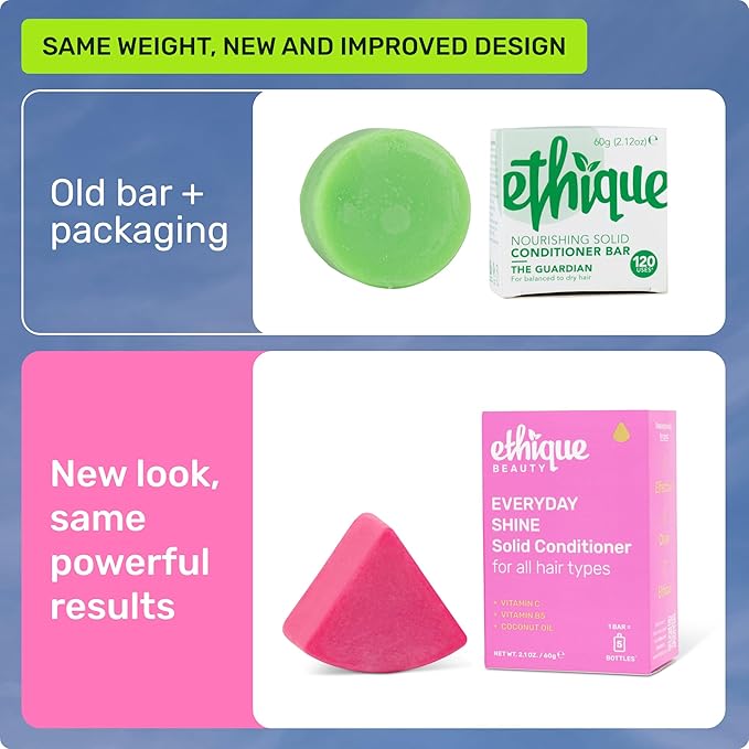 Ethique Everyday Conditioner Bar for soft, shiny hair with Vitamin C - Plastic-Free, Cruelty-Free, Vegan, 2.12 oz - Formerly The Guardian