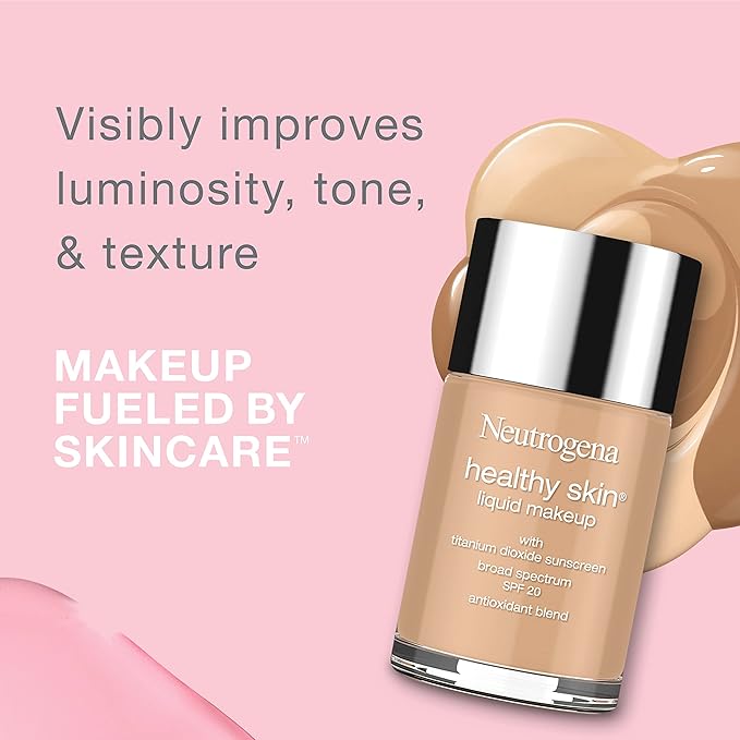 Neutrogena Healthy Skin Liquid Makeup Foundation with Broad Spectrum SPF 20 Sunscreen, Medium Coverage Foundation with Nourishing Pro-Vitamin B5, Natural Ivory 20, 1 fl. oz