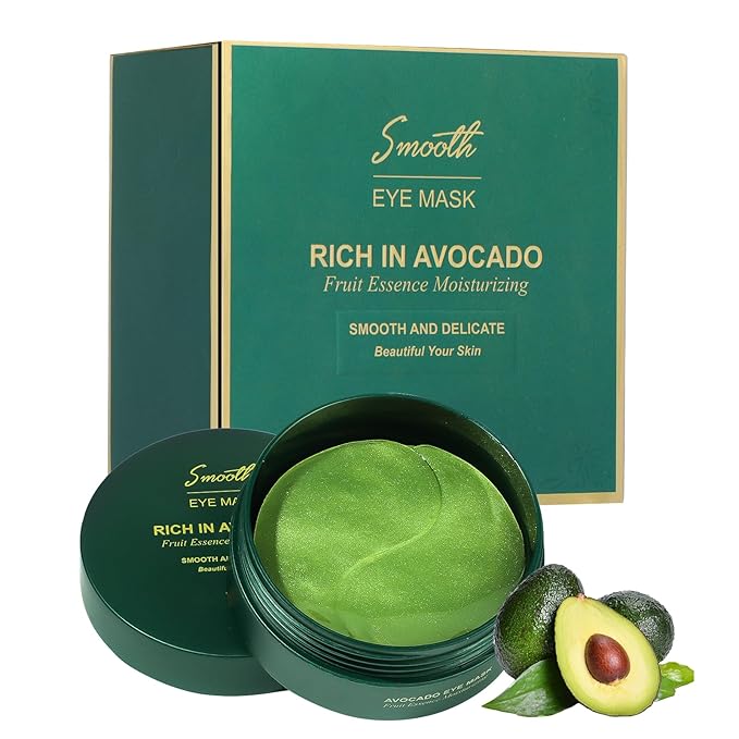 60 Pack Avocado Extract Eye Masks,Hyaluronic Acid Augenpads,Moisturising Eye Mask,Remove Dark Circles,Tear Bags,Wrinkles,Puffiness,Suitable for All Skin Types