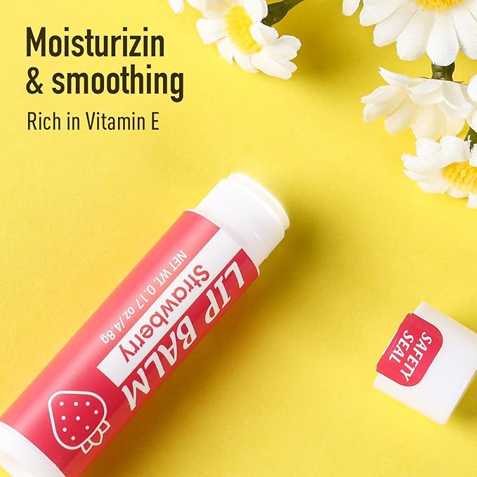 16 Pack Lip Balm, Natural Lip Balm Bulk with Vitamin E and Coconut Oil, Moisturizing Lip Balm for Dry Cracked Lips, Lip Balm for Stocking Stuffers - 8 Flavors