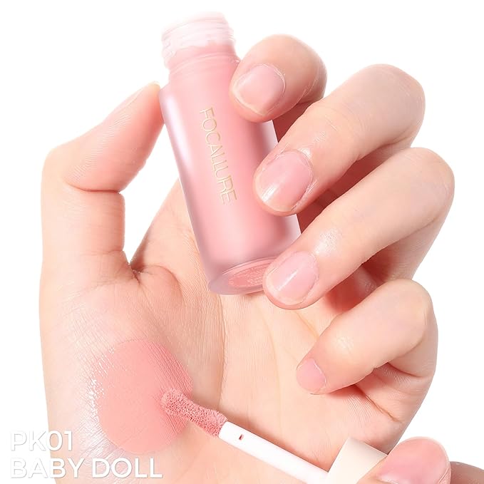 FOCALLURE Silky Cream Liquid Blush,Leaving a Matte Dewy Makeup Look,Easy to Apply and Create a Natural Flush,Long Lasting and Lightweight Cheek Blush Face Makeup,BABY DOLL