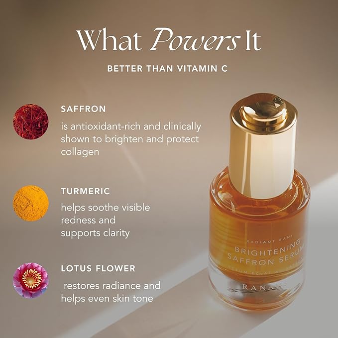 Brightening Saffron Serum - Discoloration Correcting Face Serum, Dark Spot Corrector, Vitamin C Alternative & Hyperpigmentation Treatment - Leaves Skin with a Healthy Glow (1 oz)