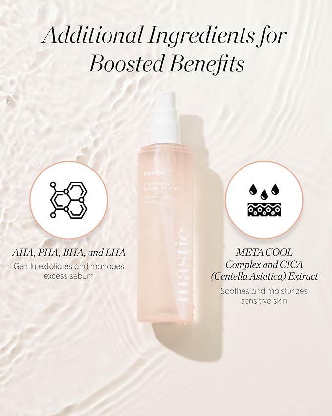 MASTINA White Mastic Body Mist (5.1fl oz) Soothes & Cools Body Spray Fermented Mastic Gum, Brightening & Hydrating Body Spray,Lightweight Moisture & Glow