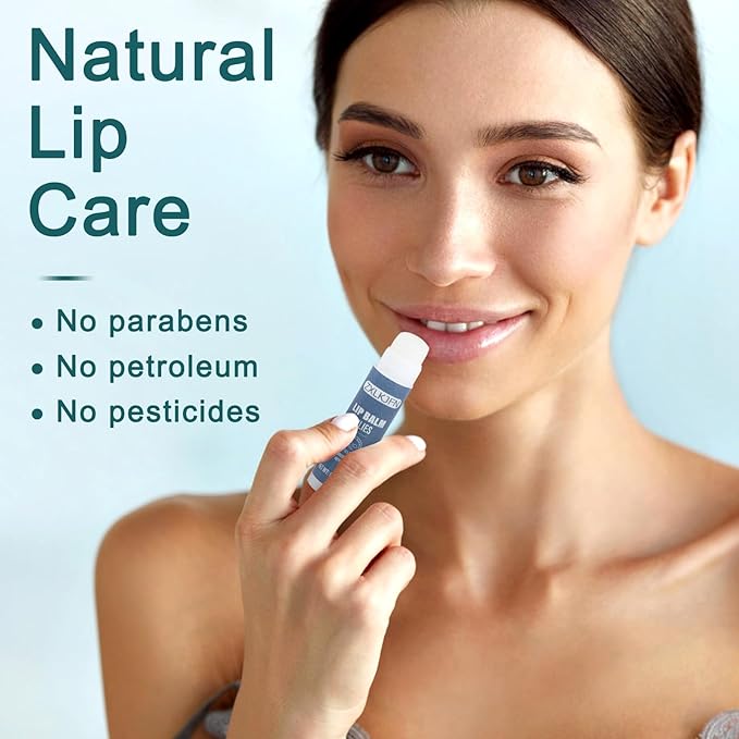Organic Lip Balm Set - 3 Flavors - 100% Natural Moisturizer for Cracked & Dry Lips Smooth and Supple Lips - Non-GMO