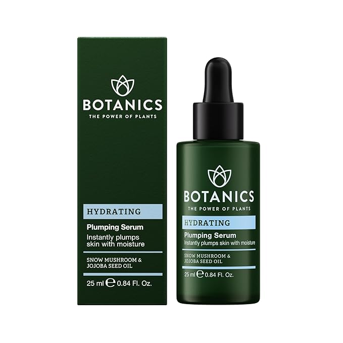 Botanics Hydrating Serum - Skin Plumping Serum for Face & Long-Lasting Hydration - Enriched with Snow Mushroom - Vegan & Cruelty-Free (0.84 Fl Oz)