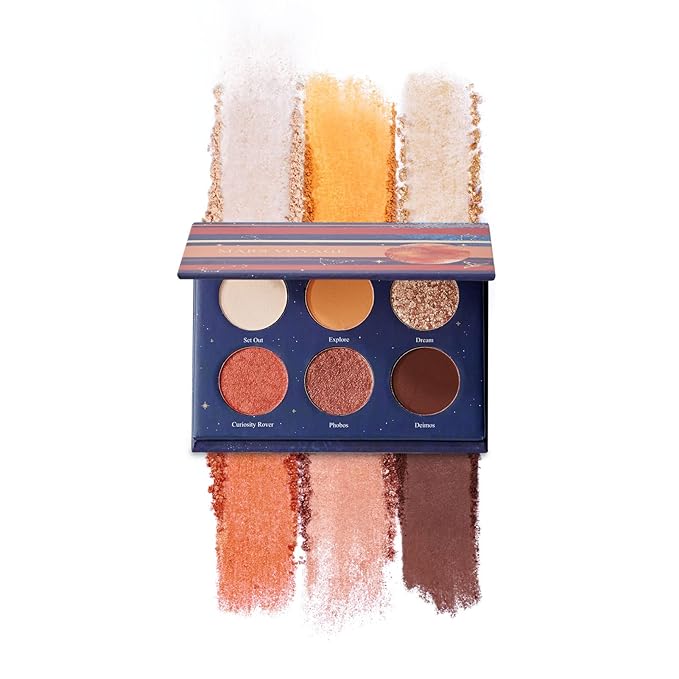 READY TO SHINE Mars Voyage Small Eyeshadow Palette with 6 Highly Pigmented Matte, Frost, and Shimmer Pocket-Sized Mini Travel Eyeshadows