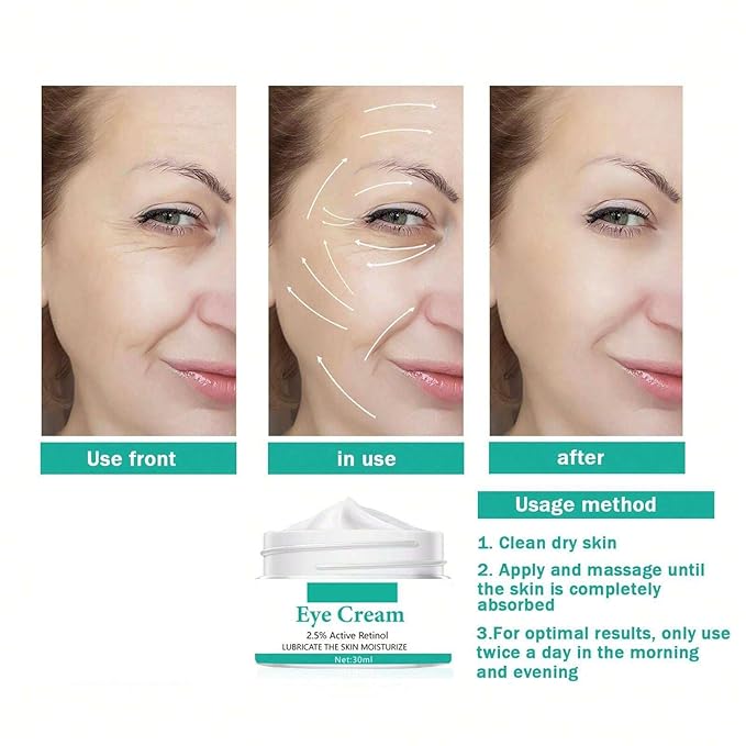 Eye Cream with 2.5% Active Retinol Anti Puffiness Caffeine Under Eye Cream Collagen Deep Moisturizing Anti Wrinkle Reduce Fine Lines Improve Dark Circles Anti Aging
