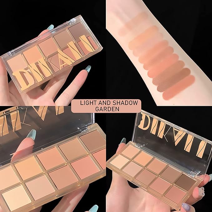 10 Colors Eyeshadow Palette Matte Naked Eye Shadow Makeup,High Pigmented, Naturing-Looking, Ultra-Blendable,Long Lasting High Pigment Nude Eyeshadow with 3 Eyeshadow Brush(Milk Tea)