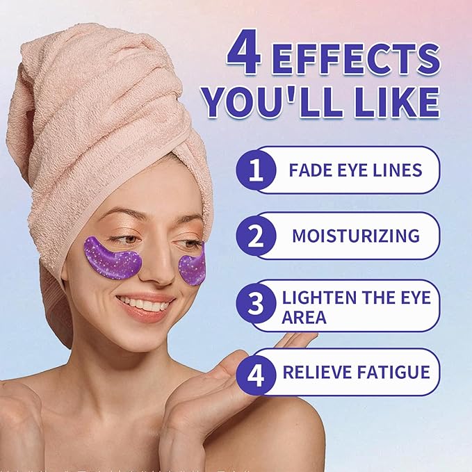 Under Eye Patches (28 Pairs), Eye Mask for Dark Circles, Puffy Eyes, Eye Bags, Wrinkles, 7 Colors Crystal Gel Gold Eye Mask Patches, Eye & Lip Treatment Skin Care Products