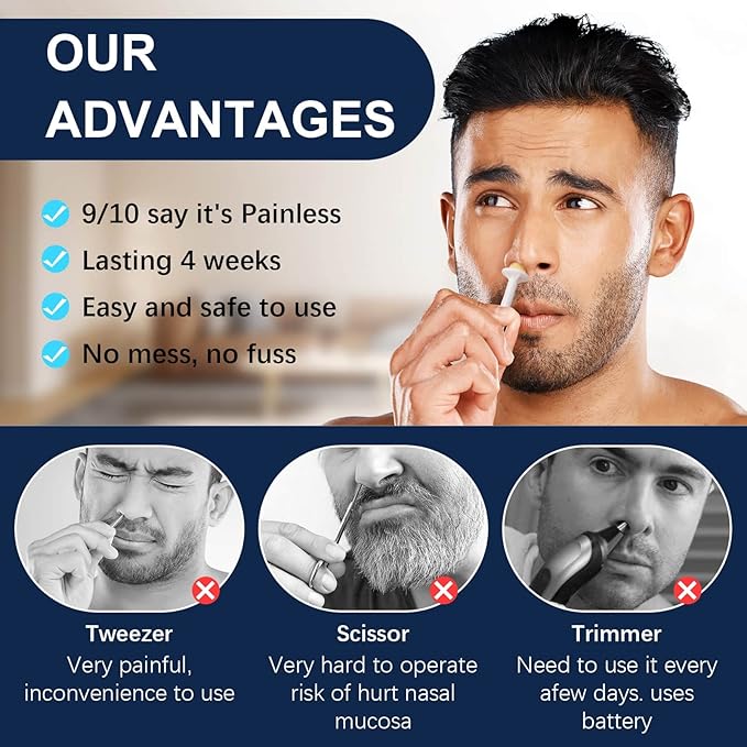 Rolybag Nose Wax Sticks Applicators, 200 Pcs Plastic Wax Rod Wand for Nostril Cleaning and Nose Hair Removal