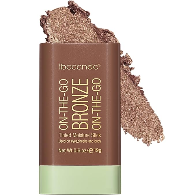 MEICOLY Cream Bronzer Stick, Natural Highlight Contour Makeup,Face Highlighter Stick,Contour Stick Facial Contouring Stick,Buildable Face Bronzer Face Shaping,Waterproof,04 Beach Glow