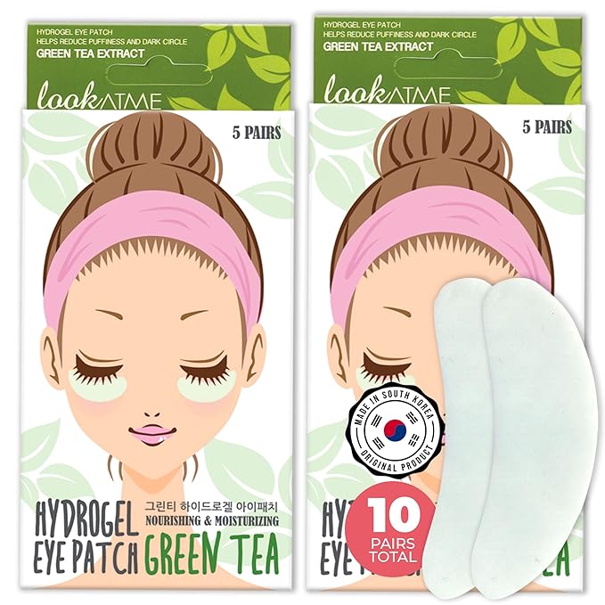 Look At Me Under Eye Patches (10 Pairs). Korean Skin Care Green Tea Hydrogel Eye Patch/Eye Pads. Dark Circle Remover and Collagen Eye Mask for Puffy Eyes. Gel Under Eye Brightener/Eye Depuffer