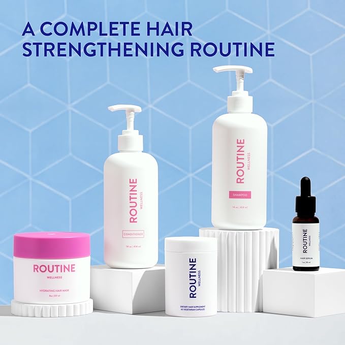 Routine Wellness Anti-Thinning Shampoo and Conditioner Set for Thinning Hair - Biotin DHT Blocker Women & Men - Color Safe Shampoo for Hair Loss & Healthier Hair - Unscented (Pack of 2)