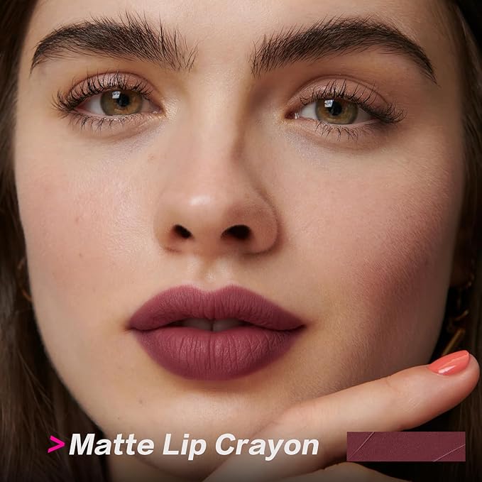FOCALLURE Ultra Chic Matte Lipstick,Rich Vitamin E Lip Crayon,Lightweight Matte Color without Drying or Fading,Long Lasting Waterproof Lips Makeup,STUDDED KISS